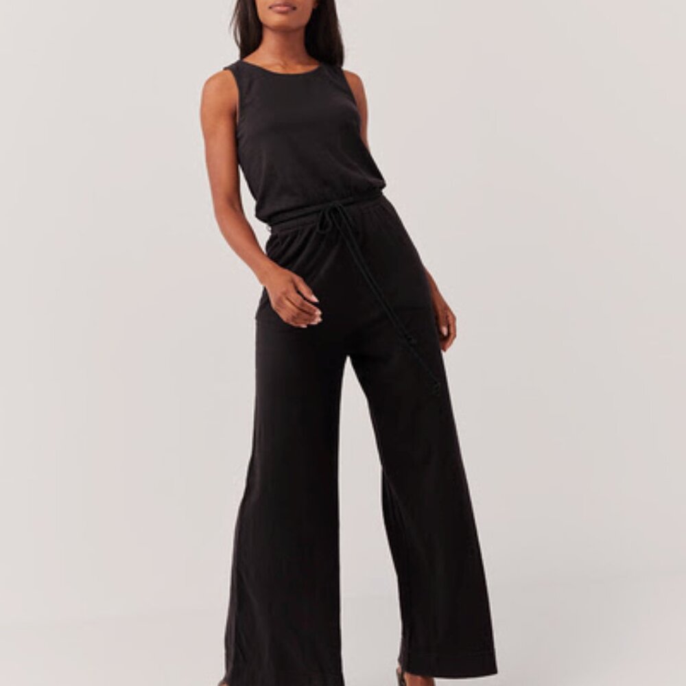 Pact The Portside Jumpsuit black organic cotton xs